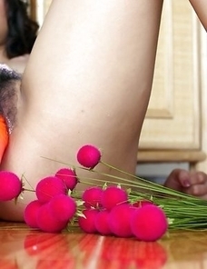Hot Asian girl Mona Choi puts it in the pussy  red vibrator