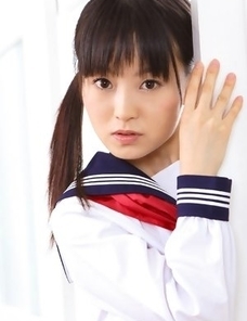 Kana Moriyama is sexy both in uniform and in satin linjerie