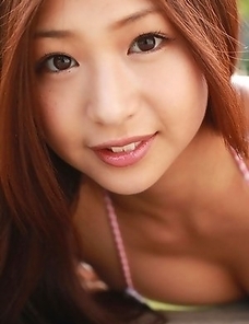 Ayaka Sayama with beautiful smile and hair is very playful