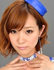 Hot Ichika Nishimura smiles posing on the cam in sexy uniform