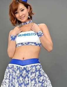 Ichika Nishimura in long boots and short skirt is playful