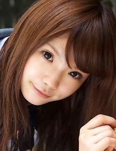 Manami Sato takes school uniform off and shows body outdoor