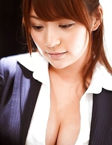 Meguru kosaka in tight skirt shows her huge knockers in white bra