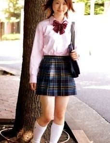 Naoko Sawano in sexy school uniform is playful after class
