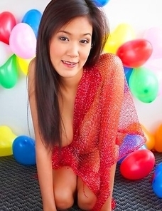 After an amazing party that Irene Fah threw at her place and her room is still filled with balloons. Once everybody left, she started feeling like som