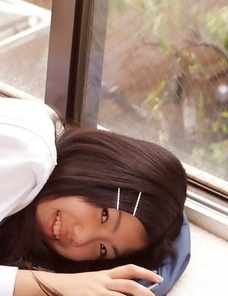 Miho Takai in school uniform is very playful before classes