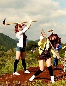 Raina and Rara flashing their tits