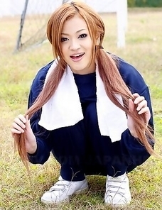 An Umemiya poses out on the field