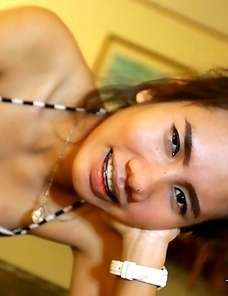 Cute Thai Mint in braces fucked with panties on and slowly riding in cowgirl