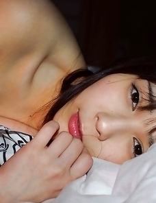 Ruka Kanae fondles her juicy nude cans and nude beaver too
