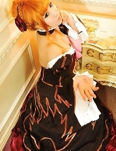 Saku is the most amazing blonde in epoque dress and room