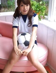 Manami Sato in sports equipment can´t wait to play ball