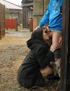 Nasty Mai Shimizu sucks a cock and gets cum