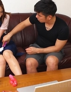 Yui Takatsuki has hairy cunt fucked with toys