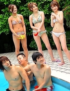 Really sexy Japanese pool party