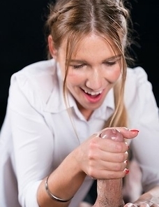 Alexis Crystal Massages Dick with Cum