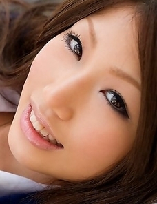 Risa Aika with cute smile shows crack in thong under skirt